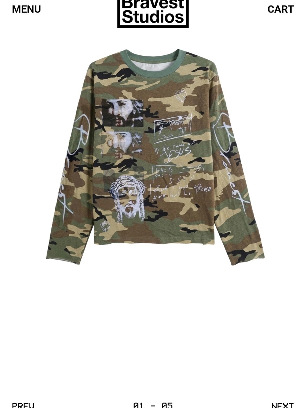 Bravest Studios Camo Long-Sleeve Graphic Tee - Green Camo